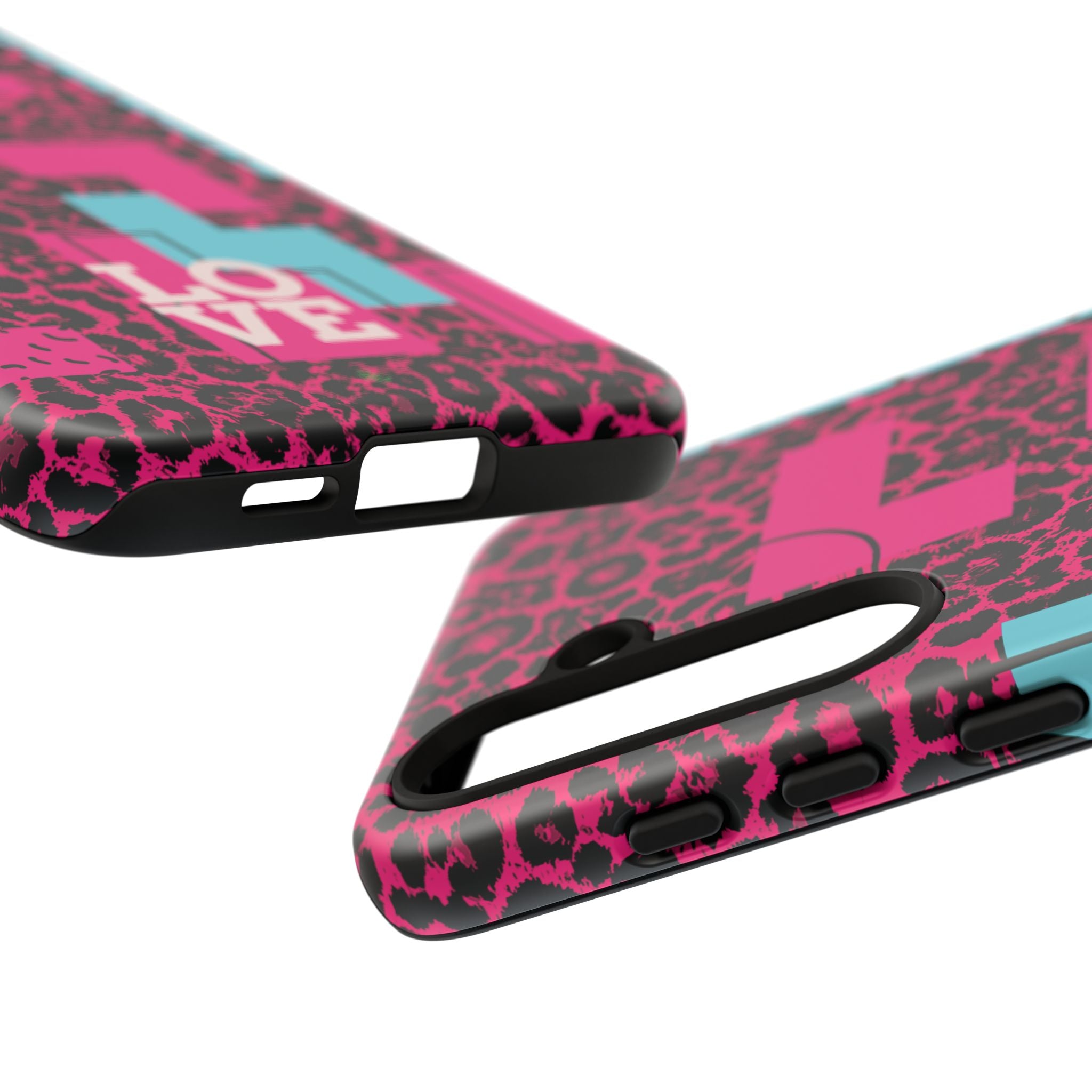 Pink Love Retro Blocks Leopard RG Tough Phone Case for iPhone, Galaxy, or Google Pixel