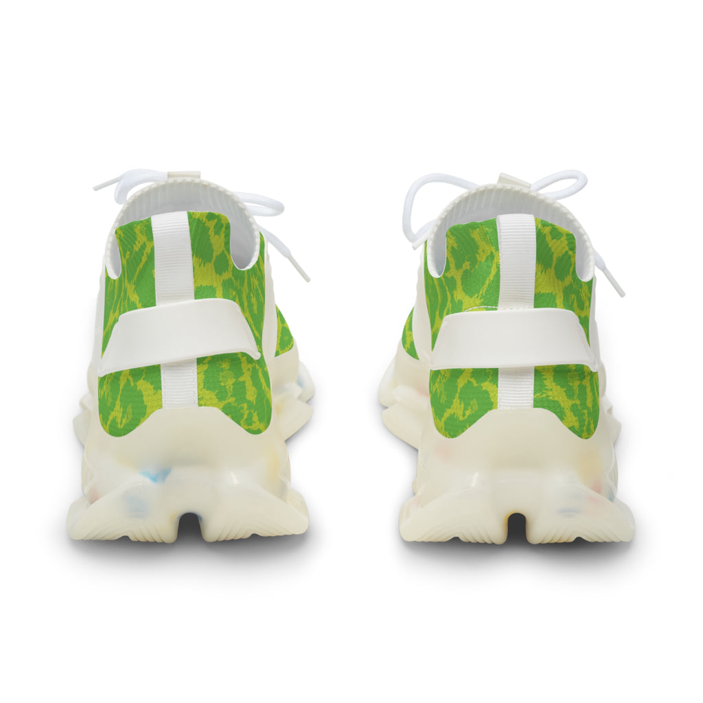 Neon Lime Leopard Men's Mesh Sneakers