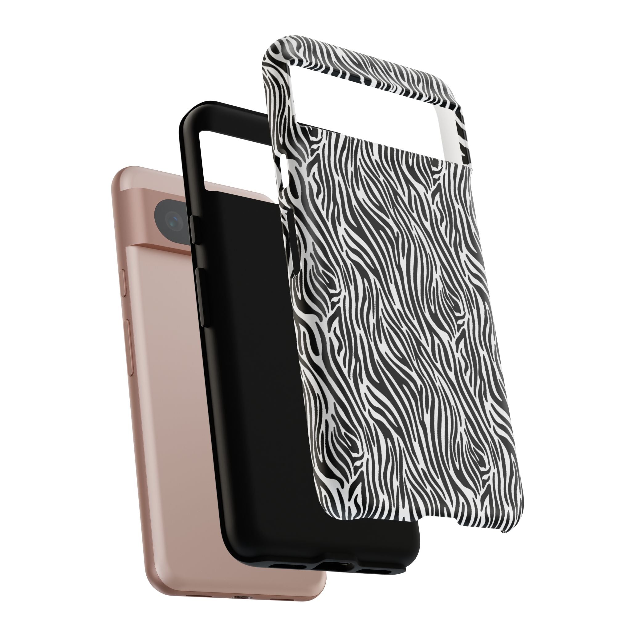 Black and White Zebra Print Tough Case iPhone, Galaxy and Google Pixel
