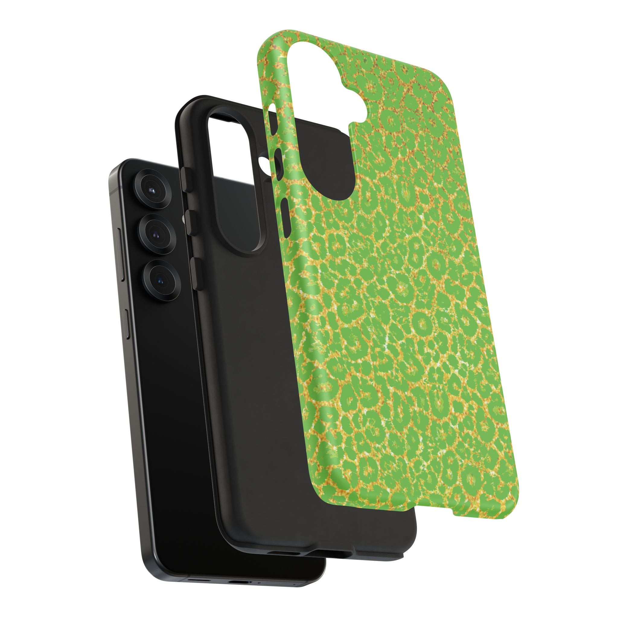 Neon Green Gold Leopard Tough Phone Case iPhone, Galaxy, or Google Pixel