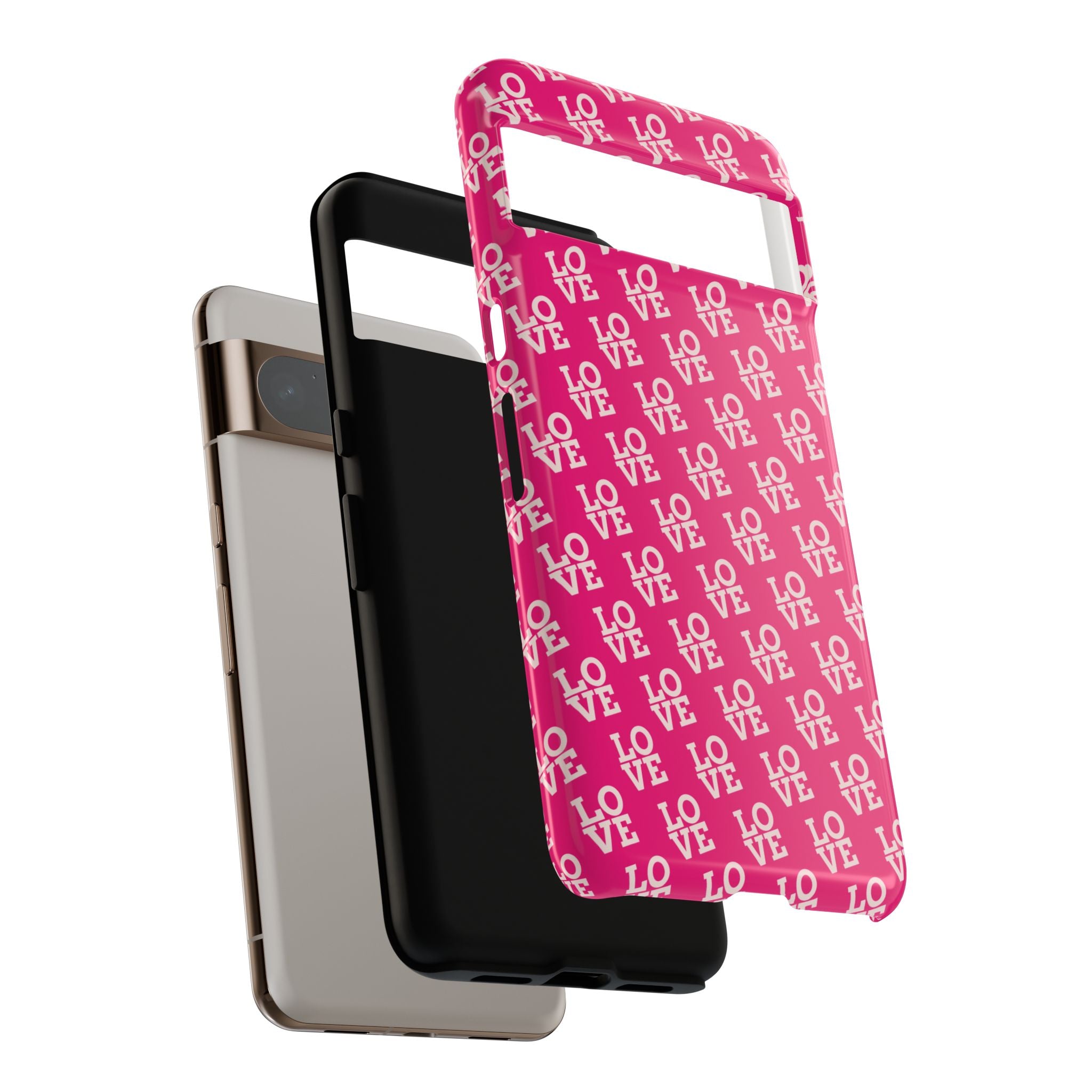 Vibrant Pink LOVE Tough Case iPhone, Galaxy, or Google Pixel
