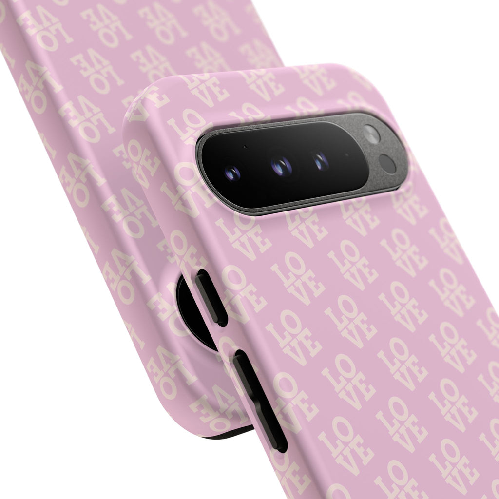 LOVE Pink Tough Phone Case for iPhone, Galaxy, or Google Pixel