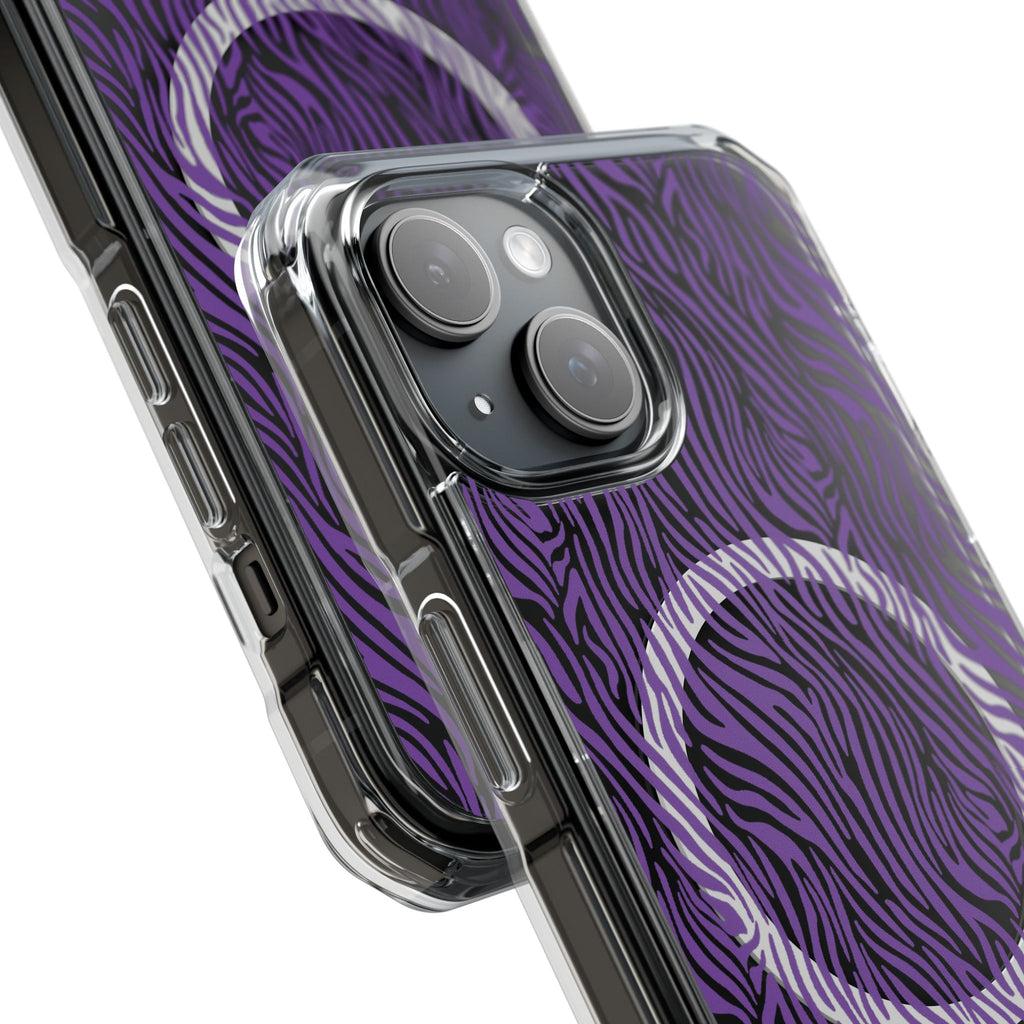Purple Zebra Magnetic iPhone 14, 15, 16 Series Clear Impact Cases