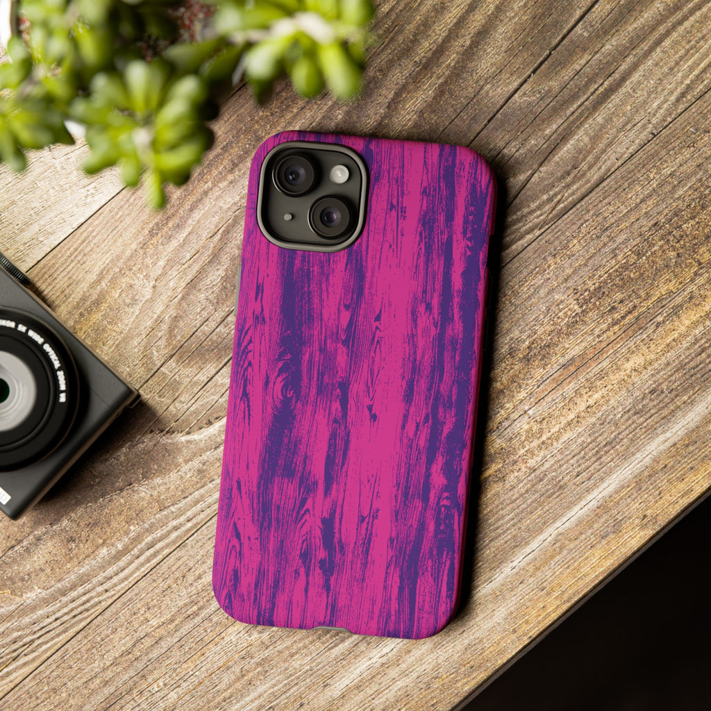 Pink Purple Wood Tough Phone Case iPhone, Galaxy, or Google Pixel