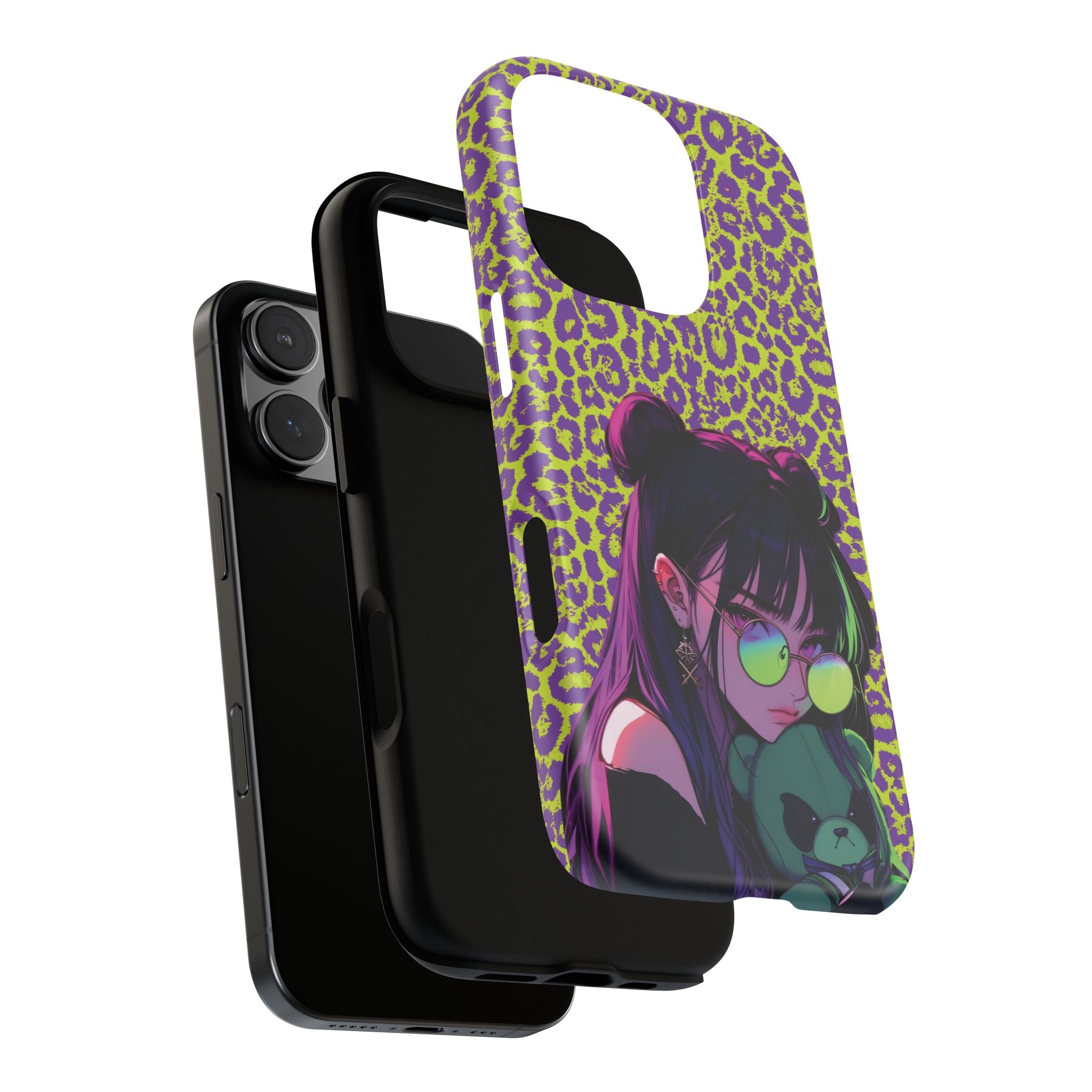 Purple Neon Lime Leopard Kz Tough Case for iPhone, Galaxy, or Google Pixel