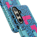 LOVE Blue Leopard 80s Vibe Tough Case for iPhone, Galaxy, or Google Pixel
