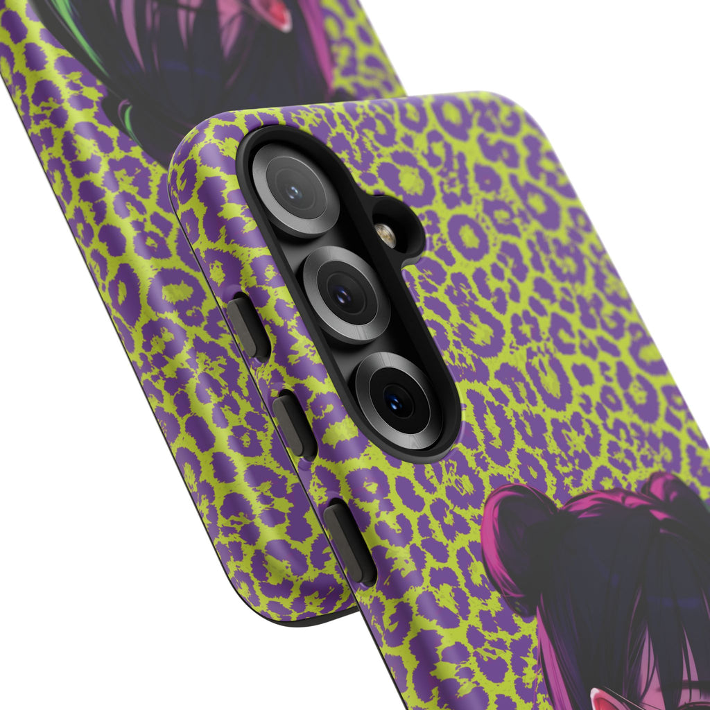 Purple Neon Lime Leopard Kz Tough Case for iPhone, Galaxy, or Google Pixel