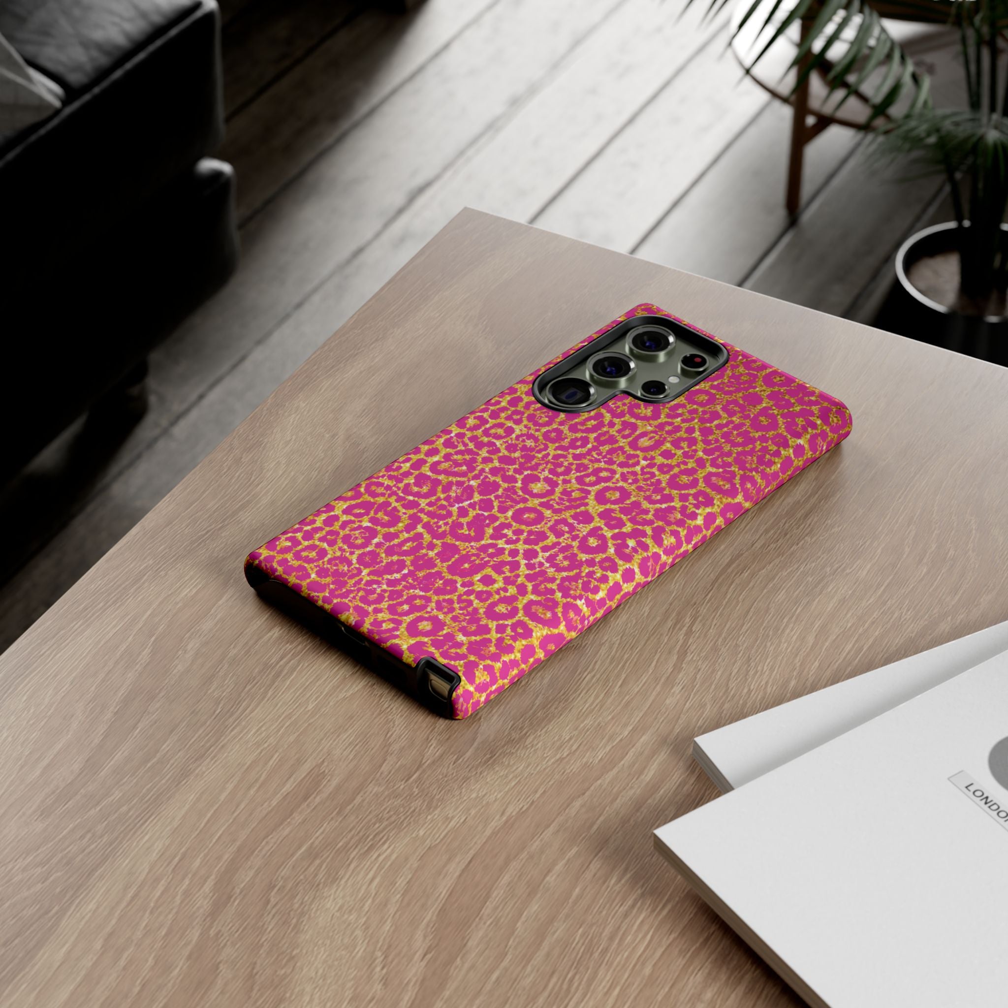 Pink Gold Leopard Tough Case for iPhone, Galaxy, or Google Pixel