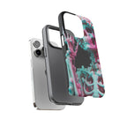 Neon Pink Skeleton (Black) Tough Phone Case for iPhone, Galaxy, or Google Pixel