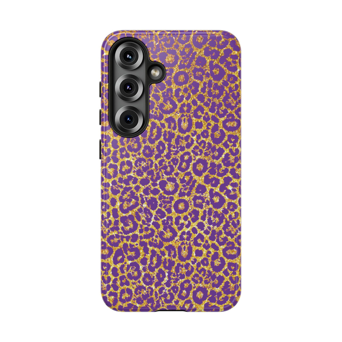 Purple Gold Leopard Tough Phone Case for iPhone, Galaxy, or Google Pixel