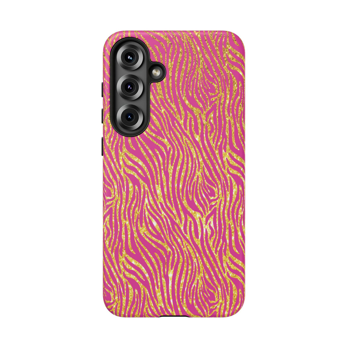 Pink Gold Zebra Print Tough Case for iPhone, Galaxy, or Google Pixel