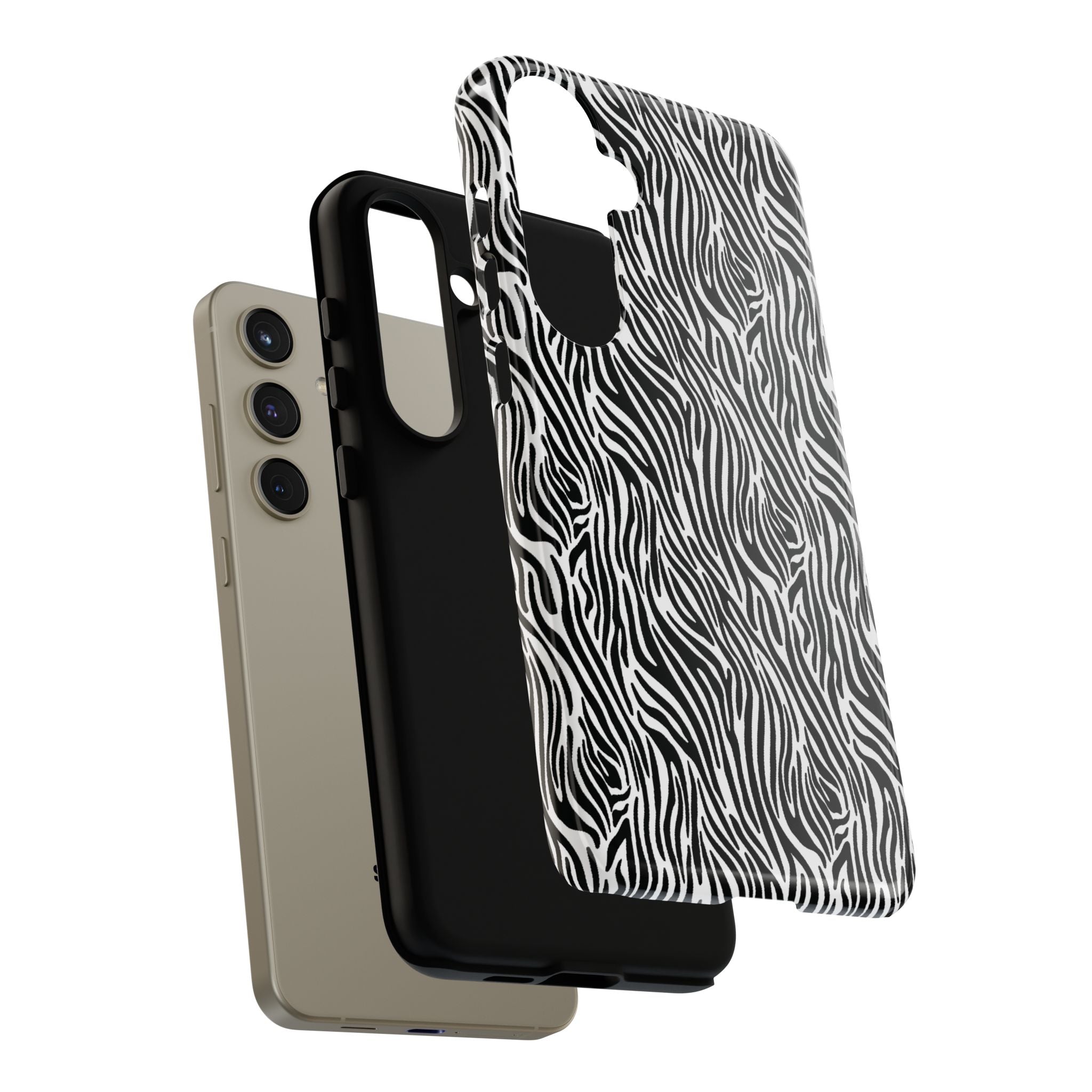 Black and White Zebra Print Tough Case iPhone, Galaxy and Google Pixel