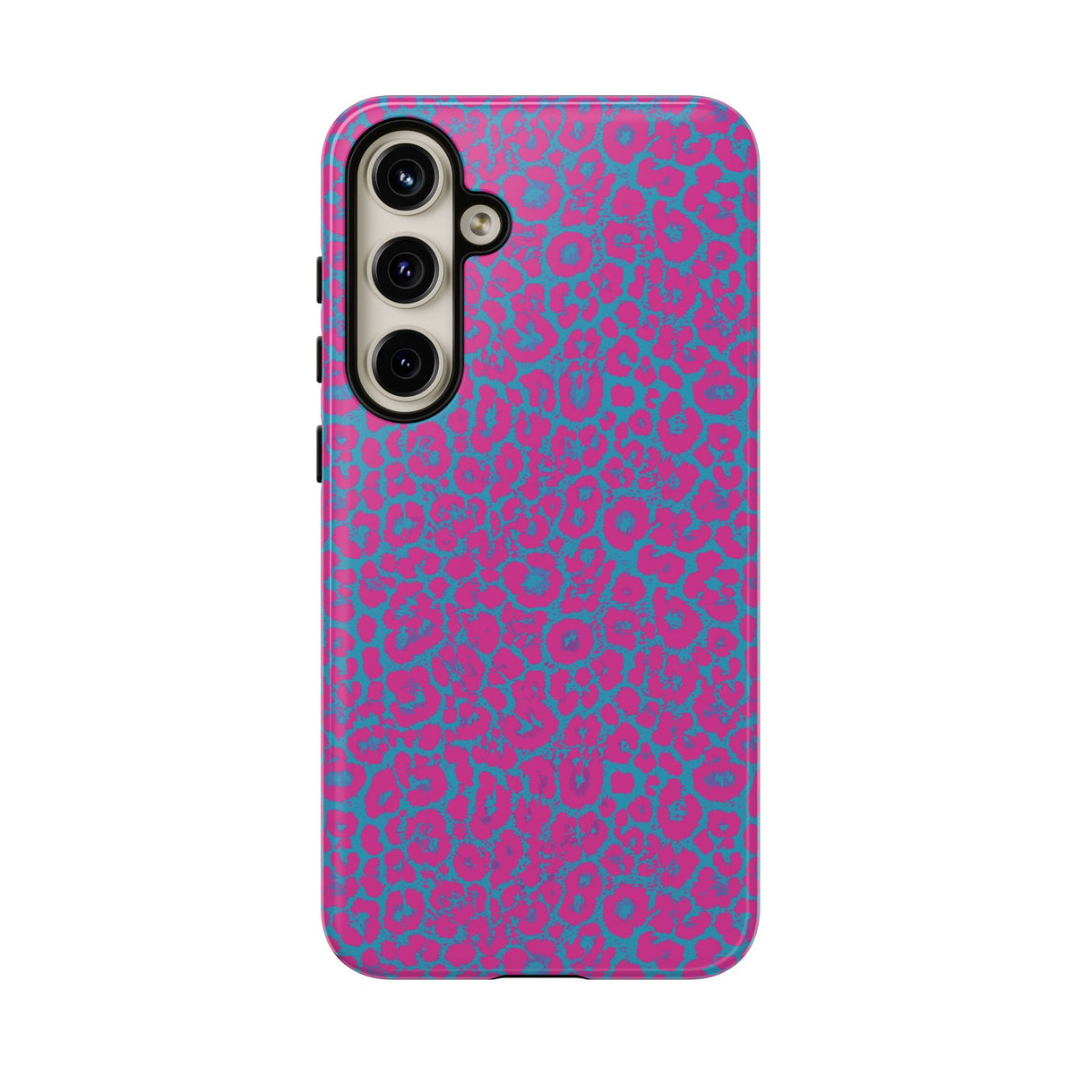 Pink Blue Leopard Tough Phone Case iPhone, Galaxy, or Google Pixel