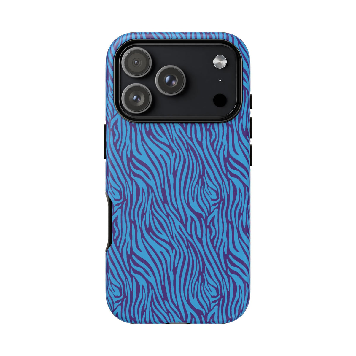 Zebra Print Blue and Purple Tough Case for iPhone, Galaxy or Google Pixel