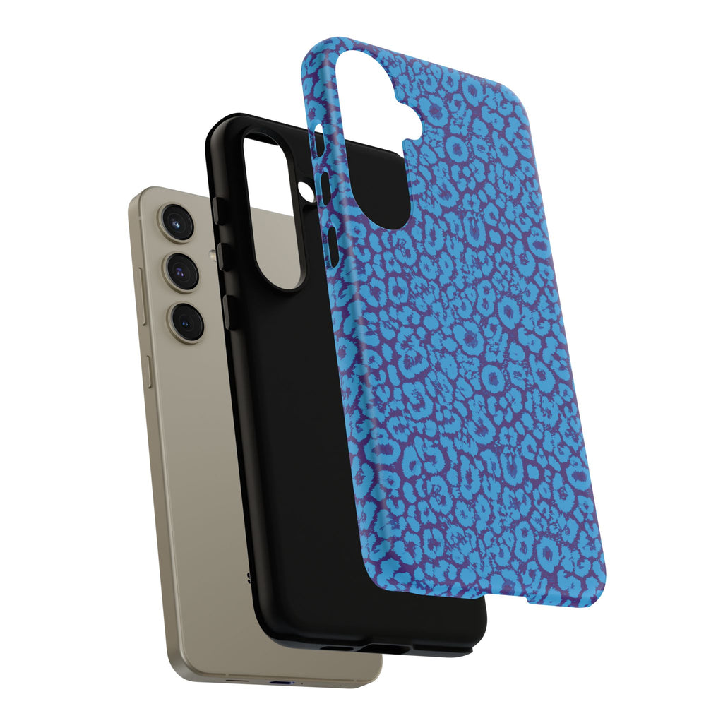 Blue Purple Leopard Tough Phone Case iPhone, Galaxy, or Google Pixel