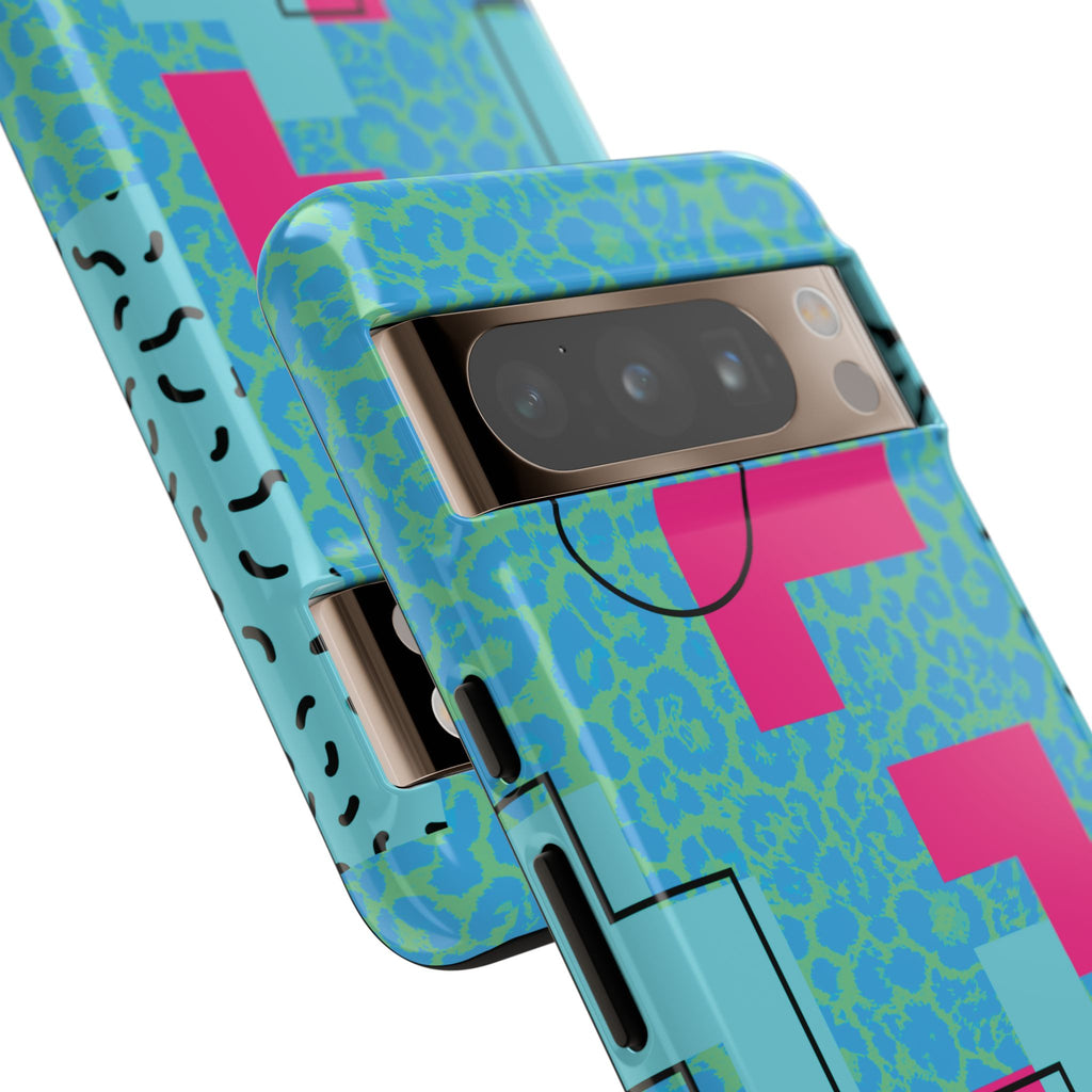 LOVE Aqua Blue Leopard RG Tough Phone Case iPhone, Galaxy, or Google Pixel