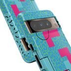LOVE Aqua Blue Leopard RG Tough Phone Case iPhone, Galaxy, or Google Pixel