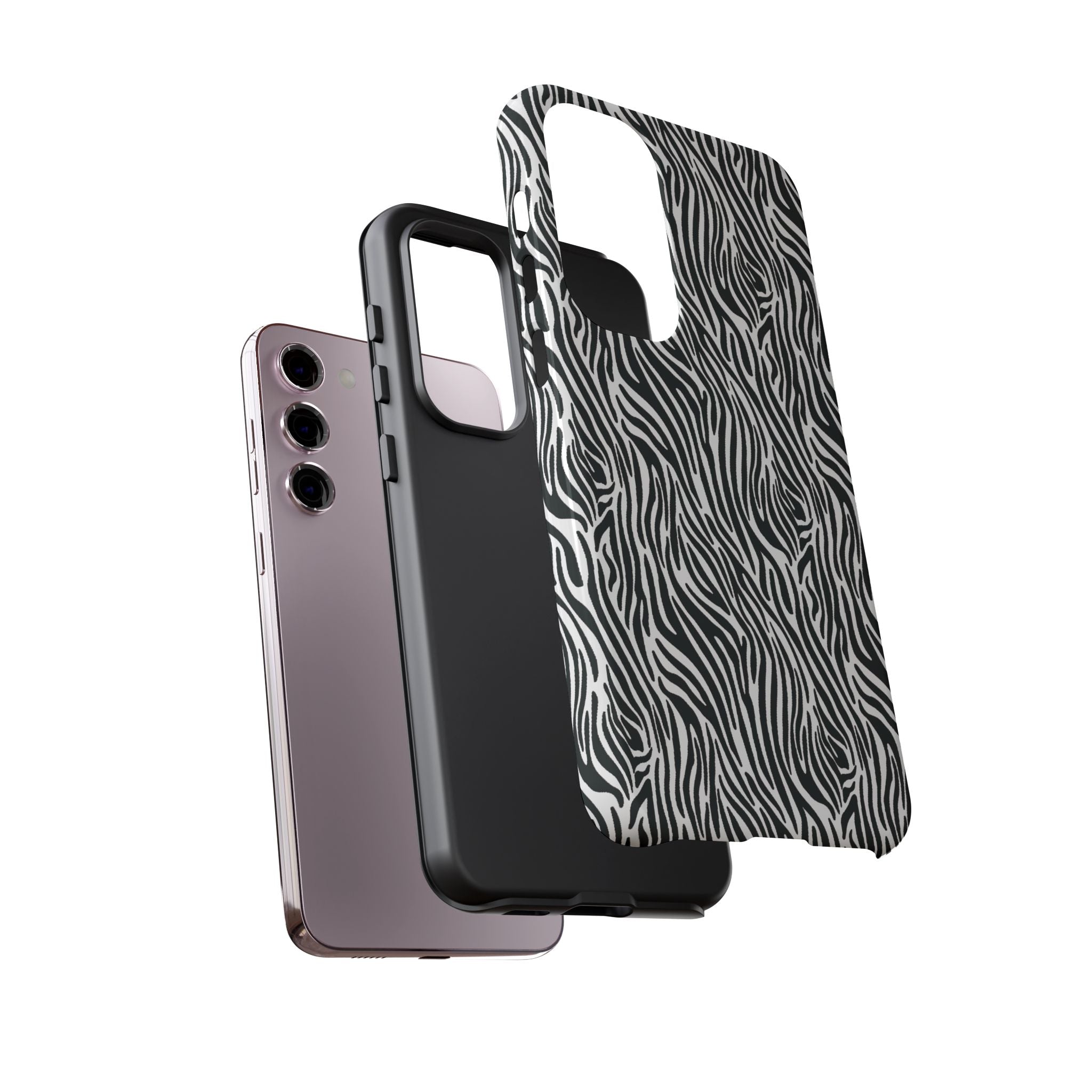 Black and White Zebra Print Tough Case iPhone, Galaxy and Google Pixel