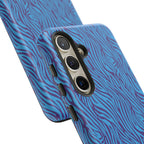 Zebra Print Blue and Purple Tough Case for iPhone, Galaxy or Google Pixel
