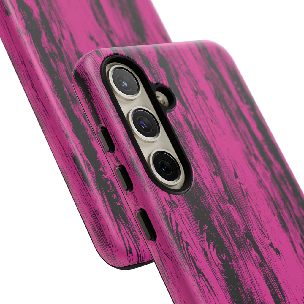 Hot Pink wood print Design Tough Phone Case for iPhone, Galaxy, or Google Pixel