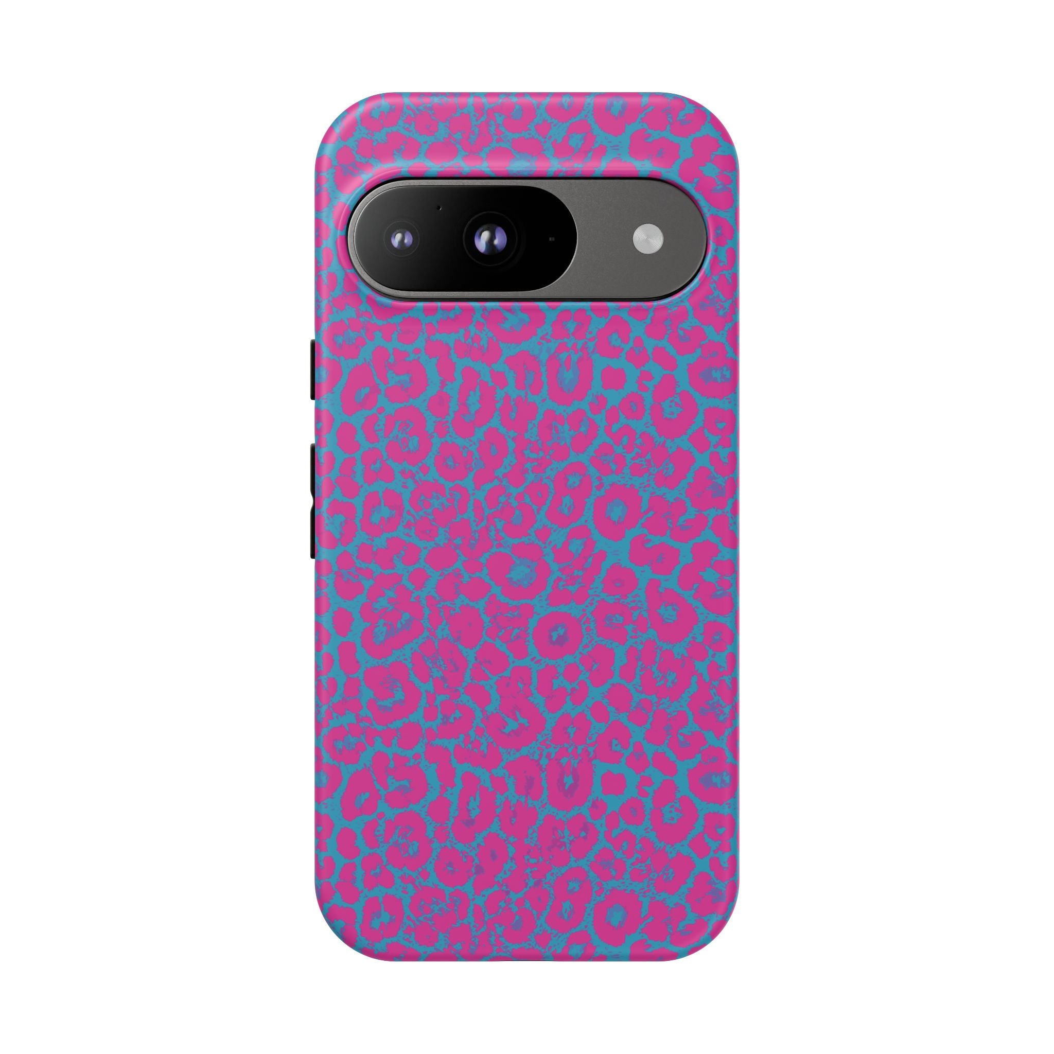 Pink Blue Leopard Tough Phone Case iPhone, Galaxy, or Google Pixel