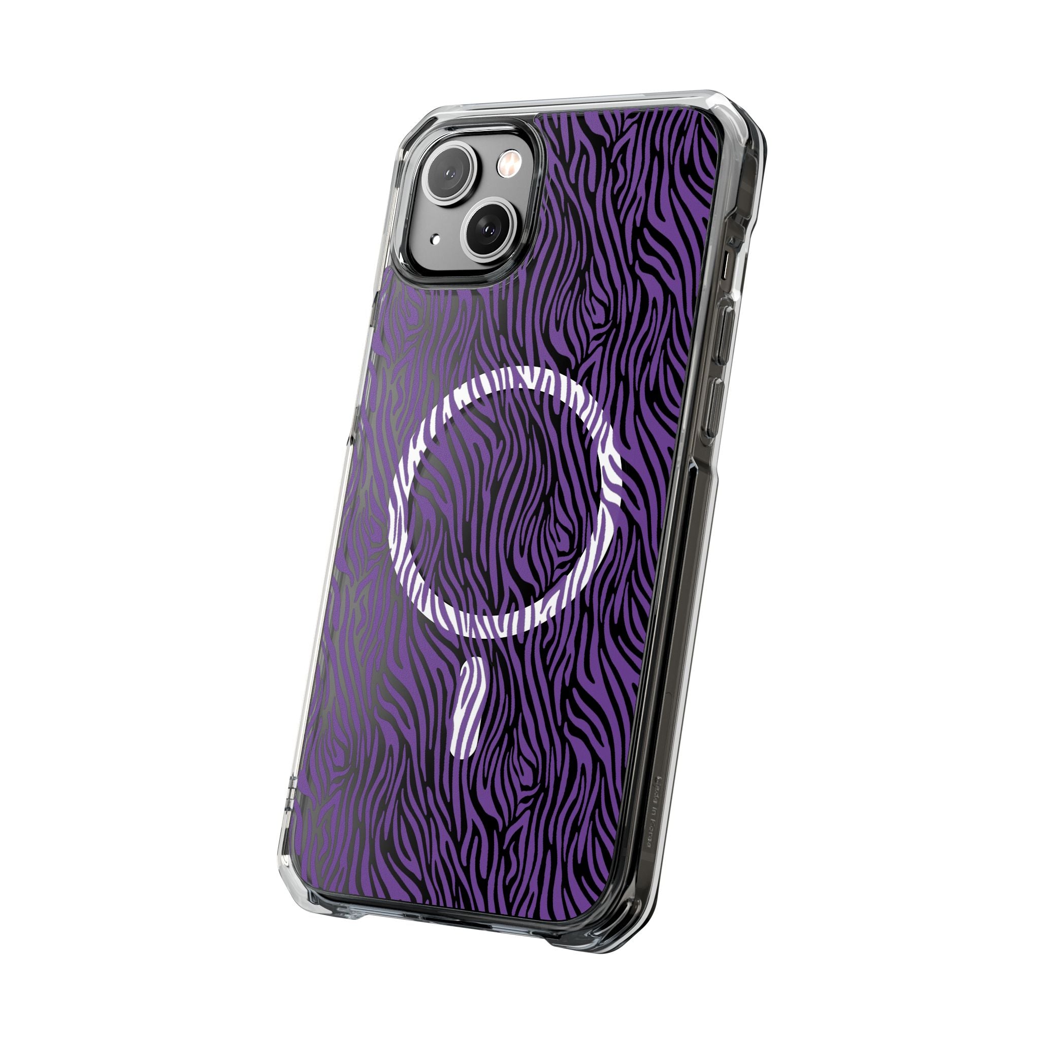 Purple Zebra Magnetic iPhone 14, 15, 16 Series Clear Impact Cases