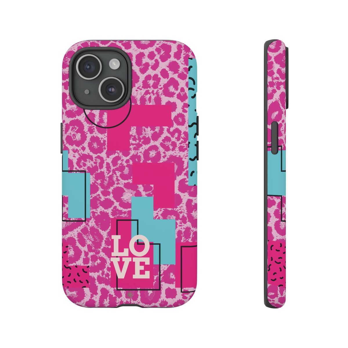 Retro Love Pink Leopard RG Tough Phone Case for iPhone, Galaxy, or Google Pixel