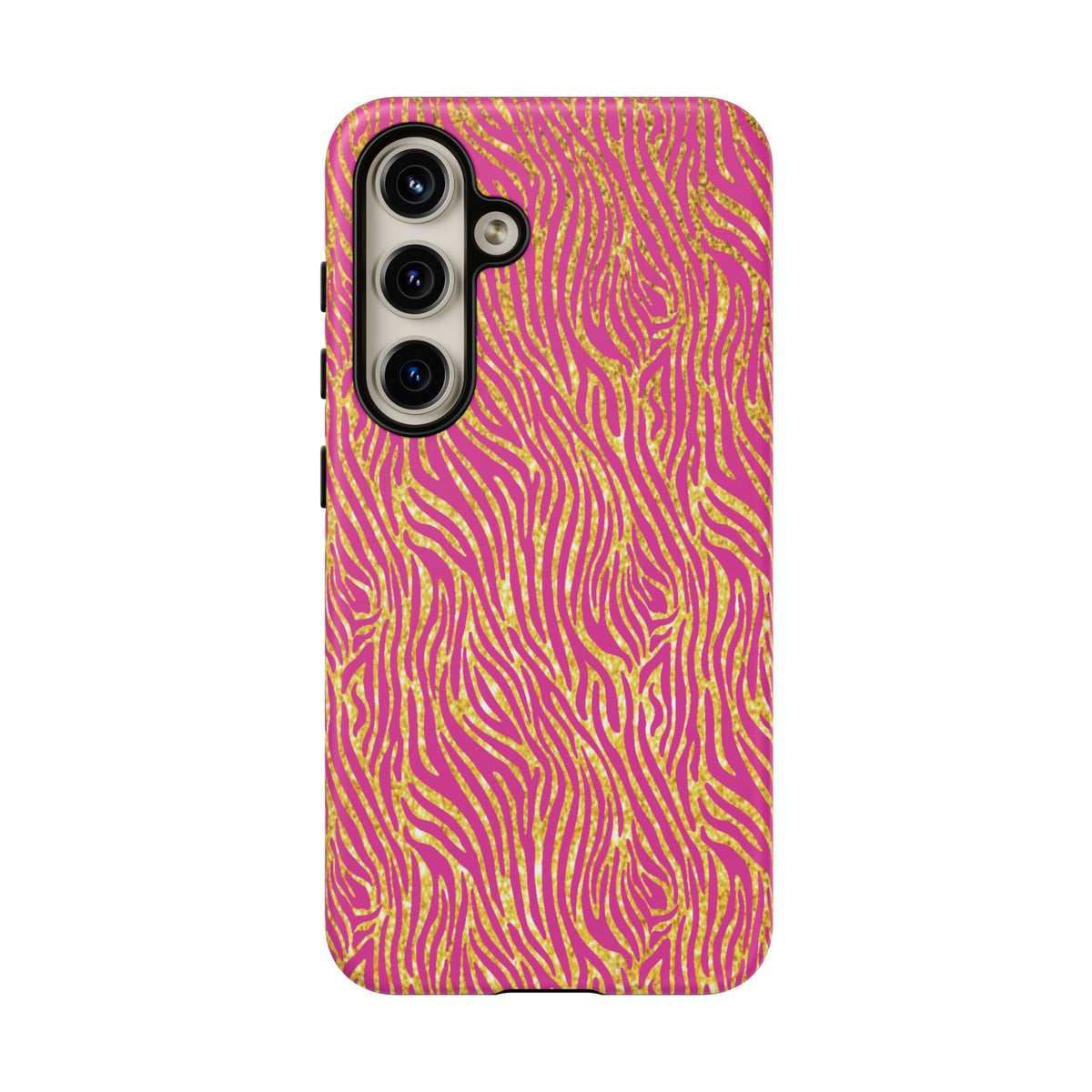 Pink Gold Zebra Print Tough Case for iPhone, Galaxy, or Google Pixel