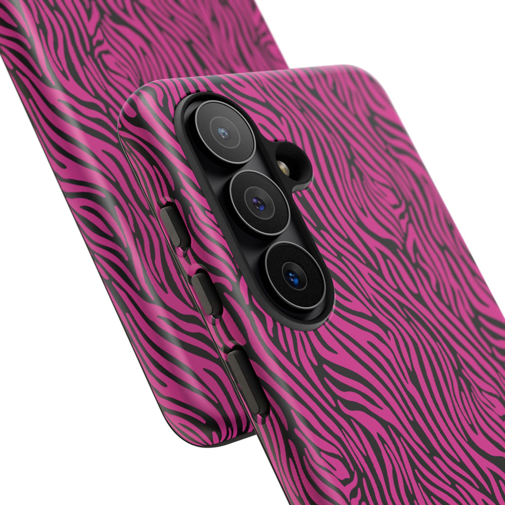 Pink Zebra Tough Phone Case for iPhone, Galaxy, or Google Pixel