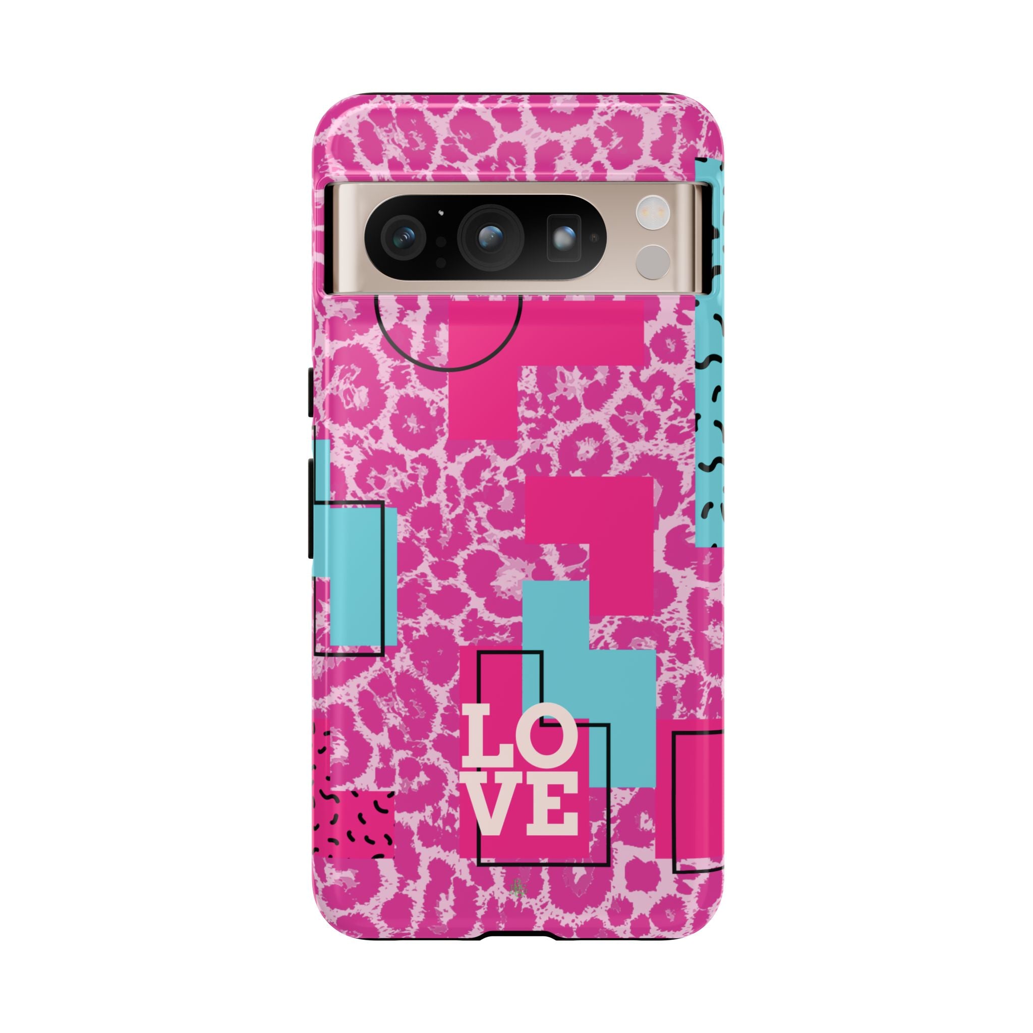 Retro Love Pink Leopard RG Tough Phone Case for iPhone, Galaxy, or Google Pixel