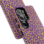 Purple Gold Leopard Tough Phone Case for iPhone, Galaxy, or Google Pixel