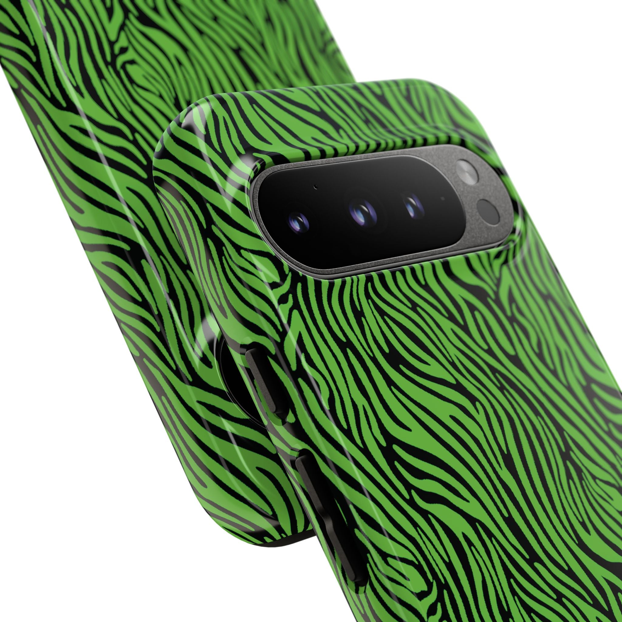 Neon Green Zebra Tough Phone Case iPhone, Galaxy, or Google Pixel