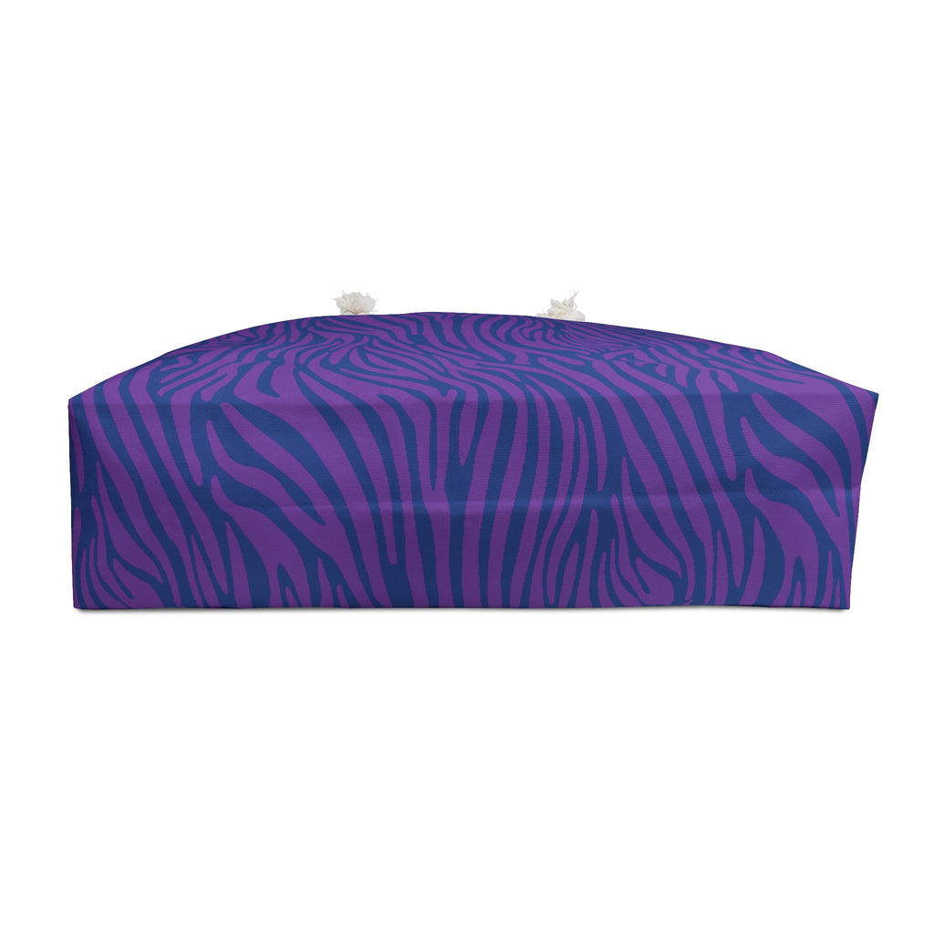 Purple Blue Zebra Eco Friendly Weekender Bag, Travel Tote, Beach Bag