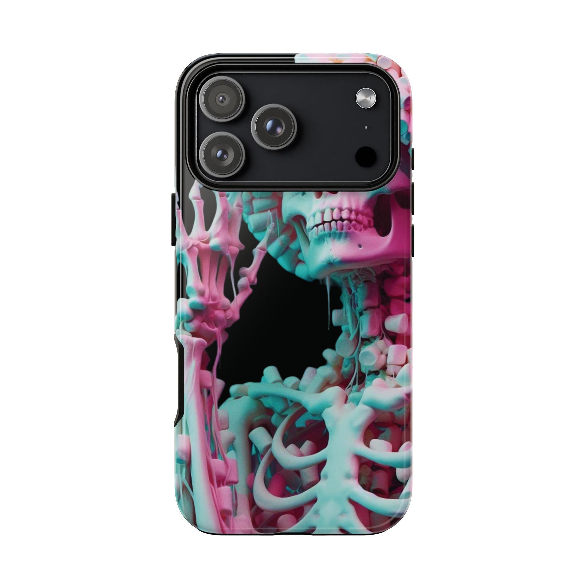 Neon Pink Skeleton (Black) Tough Phone Case for iPhone, Galaxy, or Google Pixel