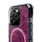Pink Zebra Magnetic iPhone 14, 15, 16 Series Clear Impact Cases