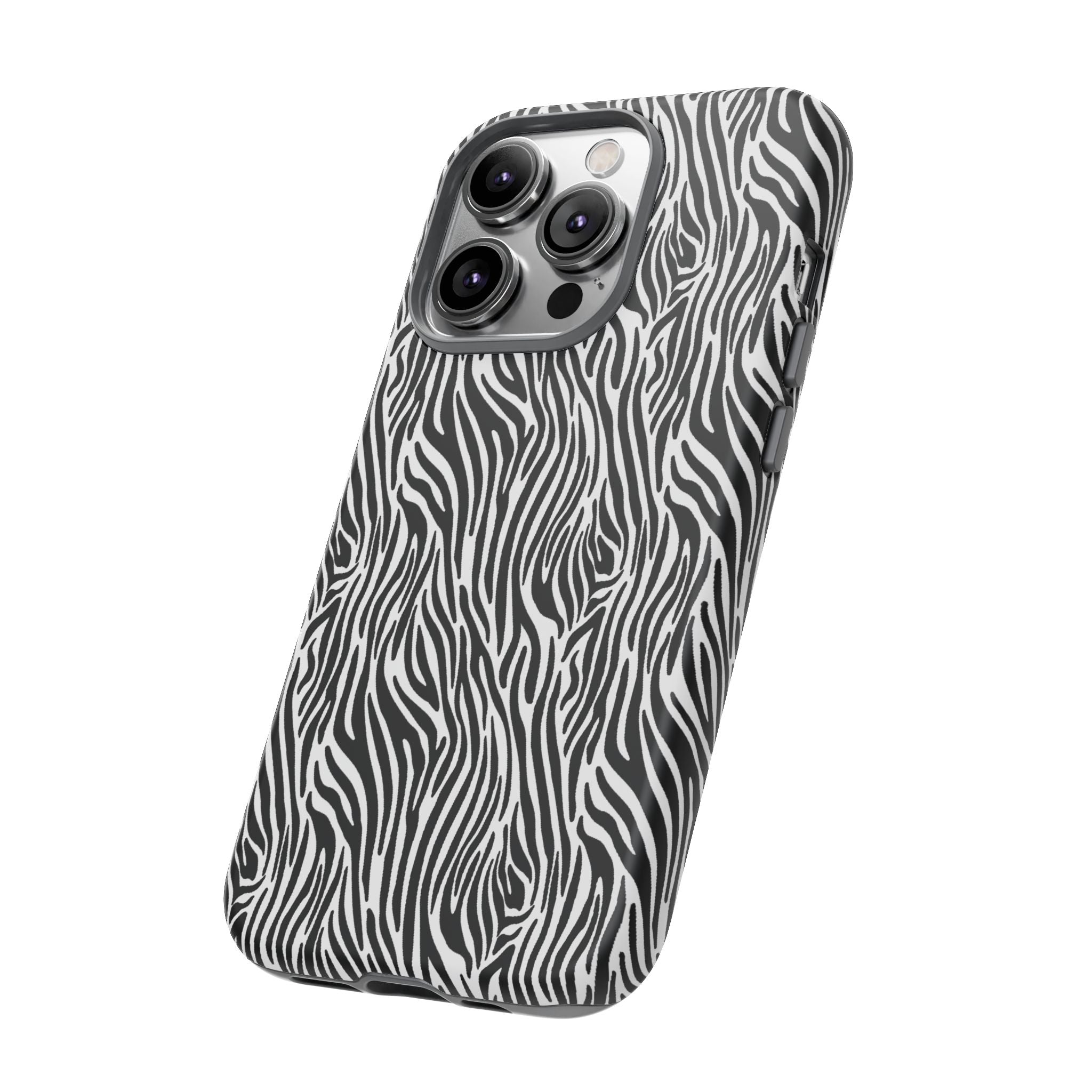 Black and White Zebra Print Tough Case iPhone, Galaxy and Google Pixel