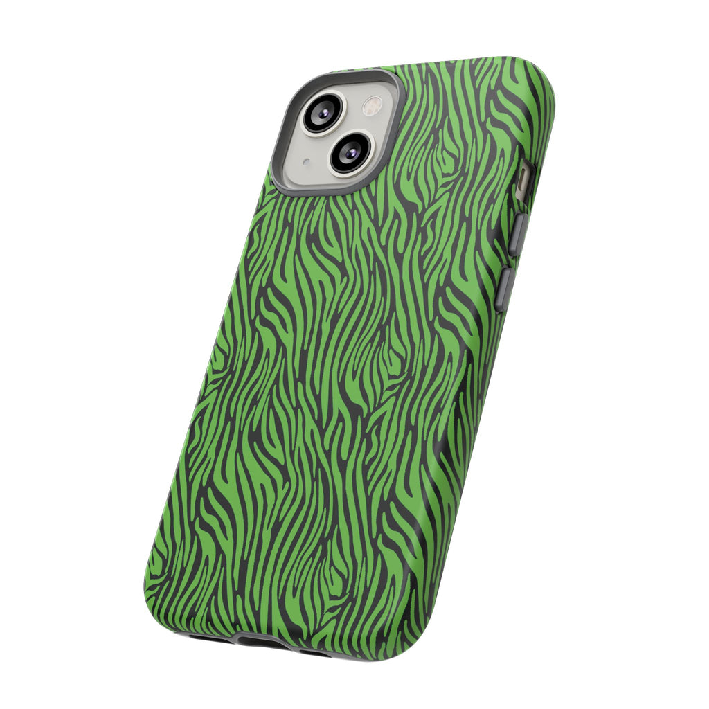Neon Green Zebra Tough Phone Case iPhone, Galaxy, or Google Pixel