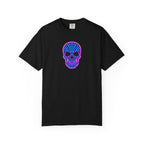 Neon Blue and Purple Zebra Print Skull Unisex Garment-Dyed T-shirt