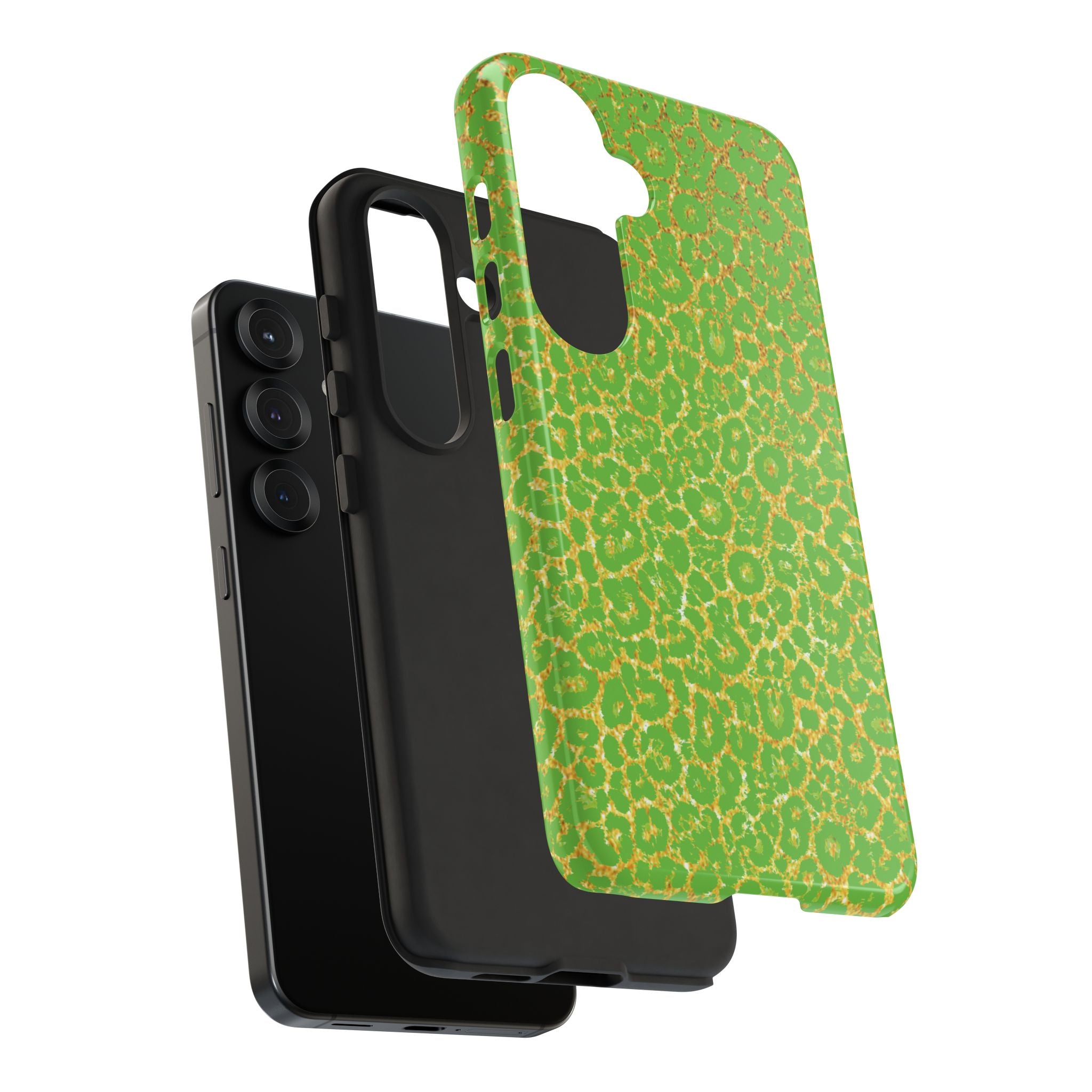 Neon Green Gold Leopard Tough Phone Case iPhone, Galaxy, or Google Pixel