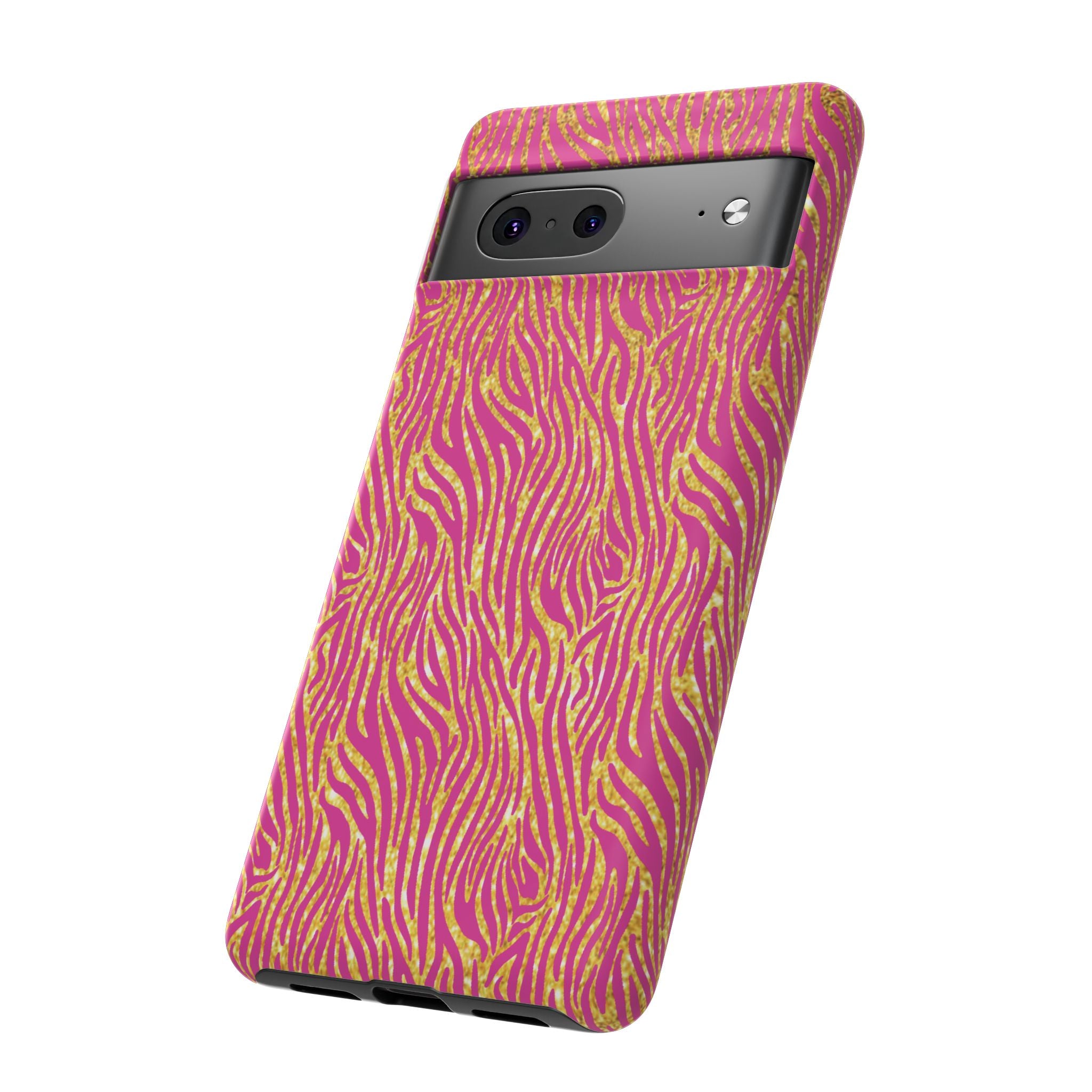 Pink Gold Zebra Print Tough Case for iPhone, Galaxy, or Google Pixel
