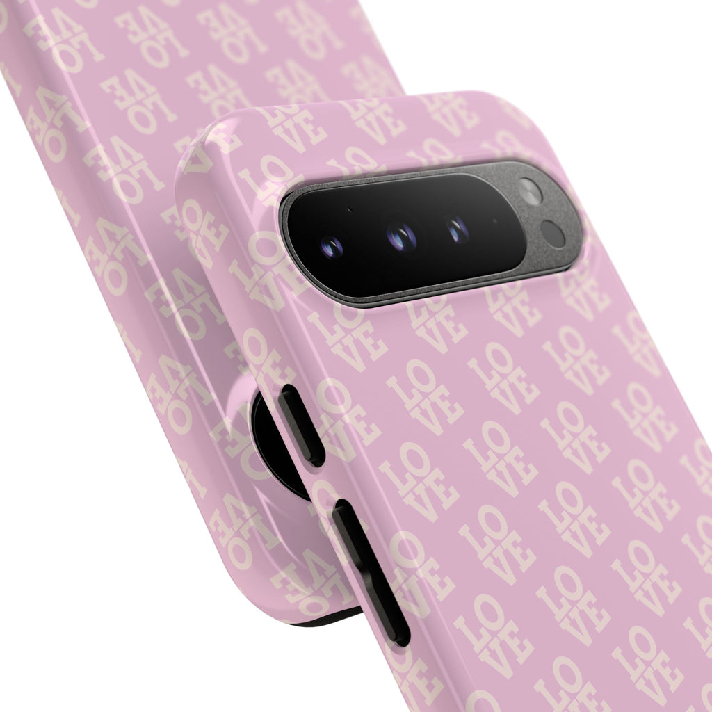 LOVE Pink Tough Phone Case for iPhone, Galaxy, or Google Pixel