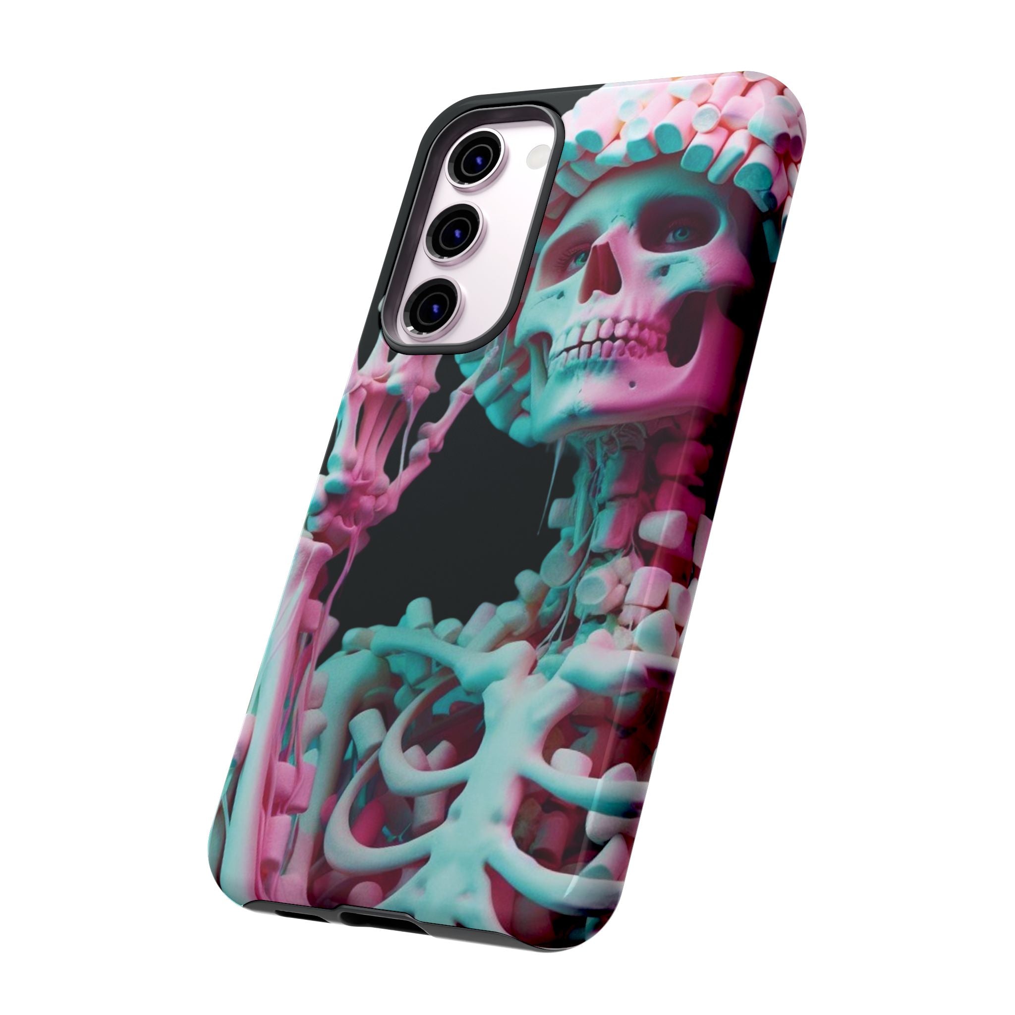 Neon Pink Skeleton (Black) Tough Phone Case for iPhone, Galaxy, or Google Pixel