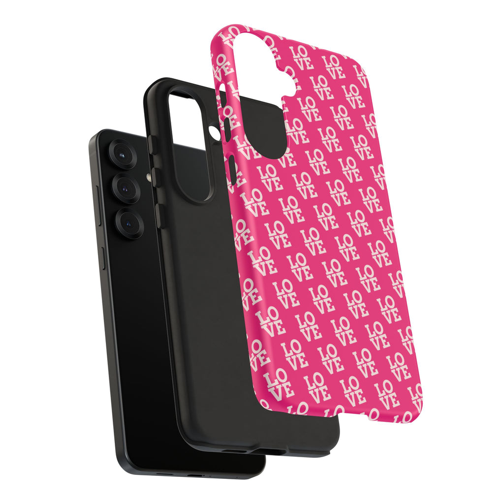 Vibrant Pink LOVE Tough Case iPhone, Galaxy, or Google Pixel