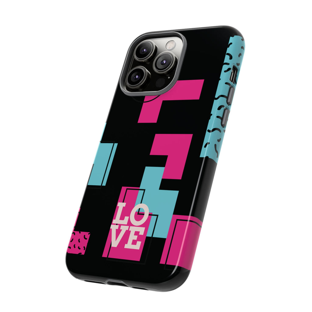 Retro Blocks LOVE Tough Case for iPhone, Galaxy or Google Pixel
