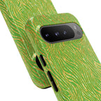 Neon Green Gold Zebra Tough Phone Case for iPhone, Galaxy, or Google Pixel