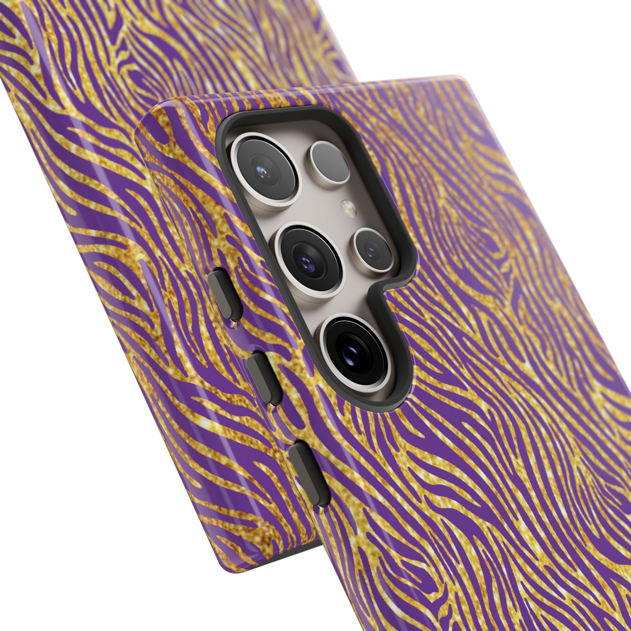 Vibrant Purple Gold Zebra Tough Phone Case iPhone, Galaxy, or Google Pixel