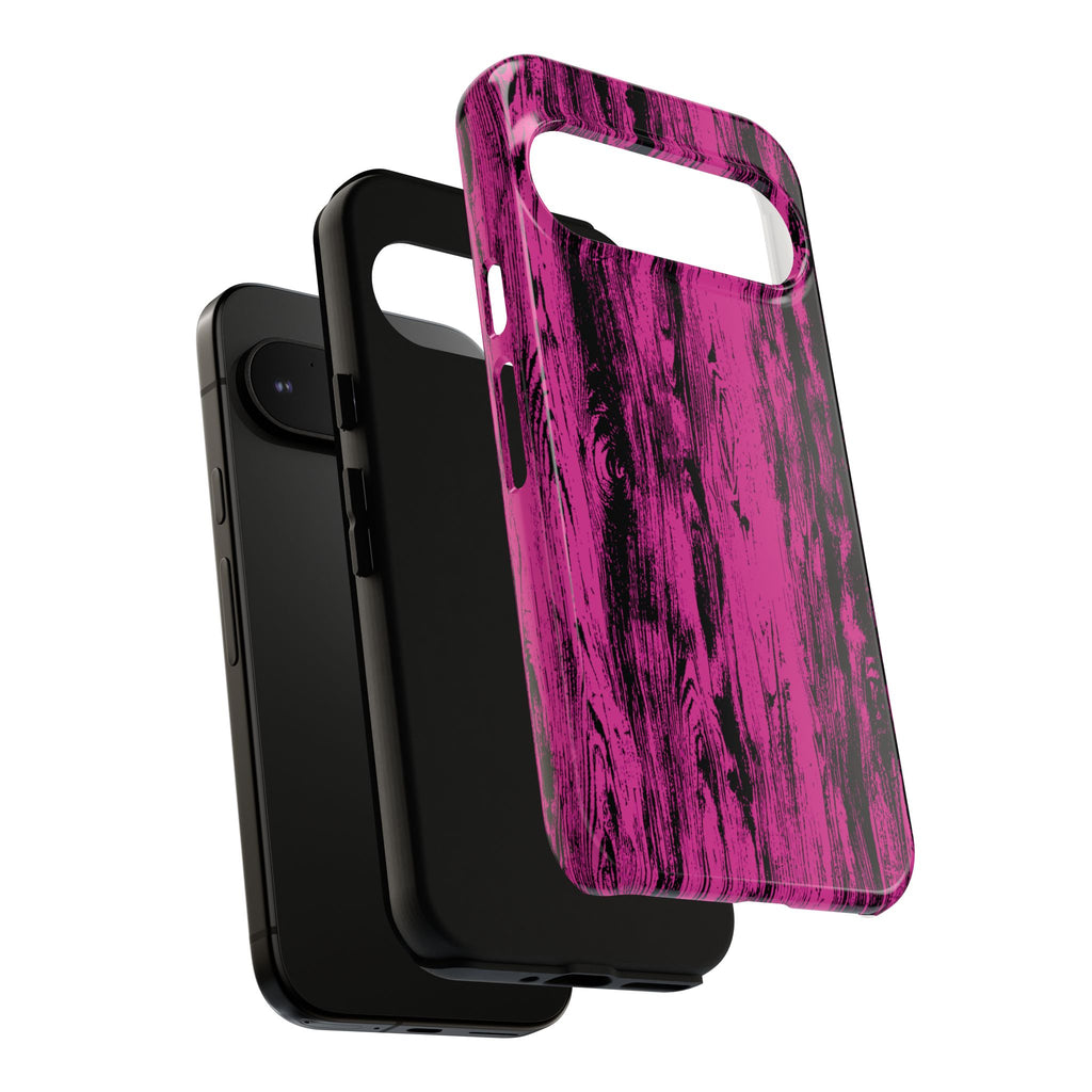 Hot Pink wood print Design Tough Phone Case for iPhone, Galaxy, or Google Pixel