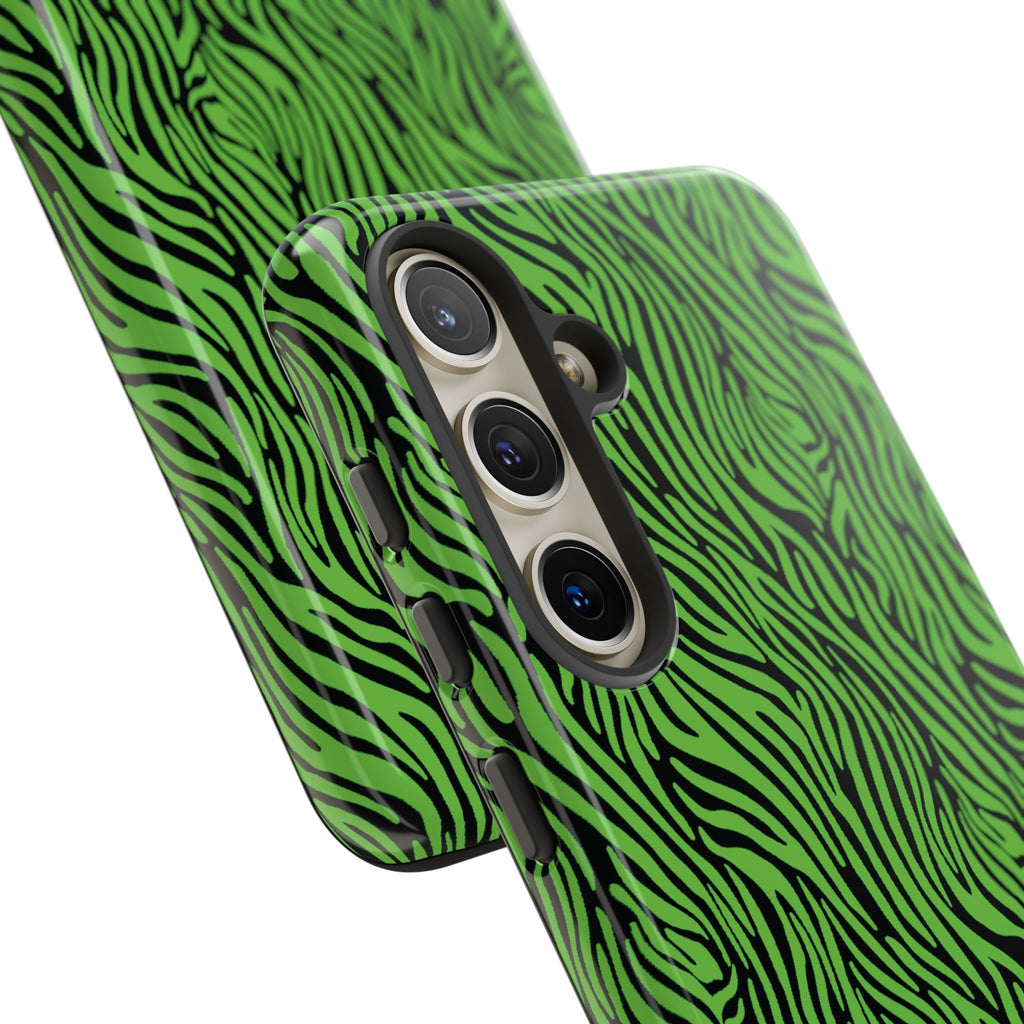 Neon Green Zebra Tough Phone Case iPhone, Galaxy, or Google Pixel