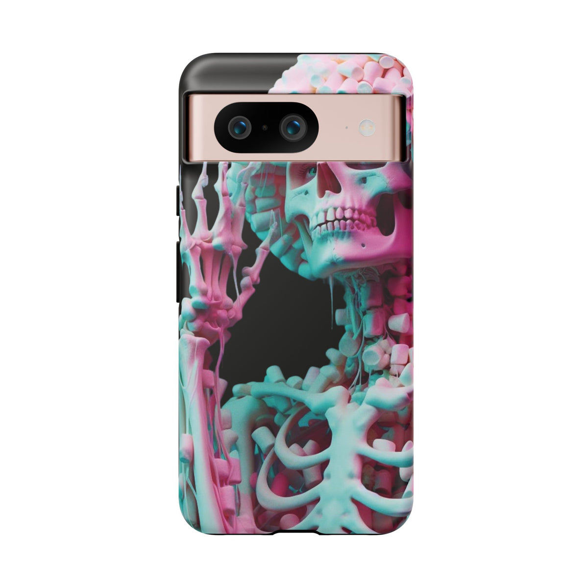 Neon Pink Skeleton (Black) Tough Phone Case for iPhone, Galaxy, or Google Pixel