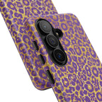 Purple Gold Leopard Tough Phone Case for iPhone, Galaxy, or Google Pixel